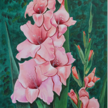 Pintura titulada "Gladiolus, garden f…" por Valeria Belogurova, Obra de arte original, Acrílico