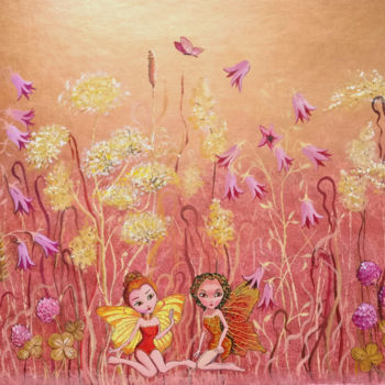 Peinture intitulée "Flower Elves, elven…" par Valeria Belogurova, Œuvre d'art originale, Acrylique