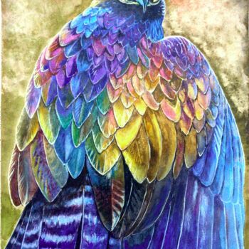 Painting titled "Bluebird" by Valeria Belogurova, Original Artwork, Watercolor