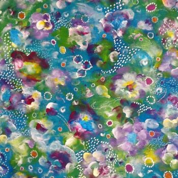 Malerei mit dem Titel "Peinture florale 145" von Valerie Castets, Original-Kunstwerk, Acryl