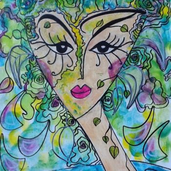 Painting titled "Peinture Diane" by Valerie Castets, Original Artwork, Acrylic