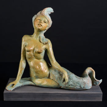 Sculpture titled "Sirène d'Alexandrie" by Valerie Barrault, Original Artwork, Clay