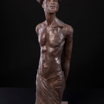 Sculptuur getiteld "L'homme, Le Voyageur" door Valerie Barrault, Origineel Kunstwerk, Klei