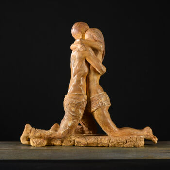 Sculpture titled "Nous deux" by Valerie Barrault, Original Artwork, Terra cotta