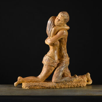 Sculpture intitulée "Nous deux." par Valerie Barrault, Œuvre d'art originale, Terre cuite