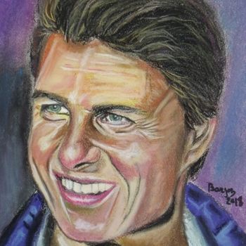 Dessin intitulée "Tom Cruise" par Valérie Barrett, Œuvre d'art originale, Pastel