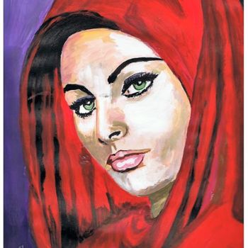 Pintura titulada "Sophia Loren (Le Ci…" por Valérie Barrett, Obra de arte original, Gouache