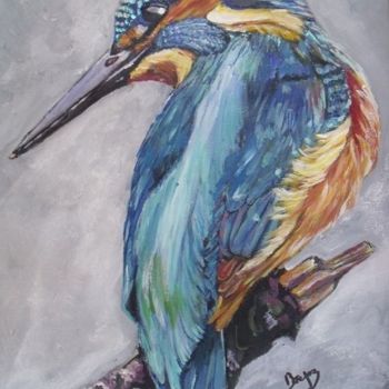 Painting titled "King Fisher" by Valérie Barrett, Original Artwork, Acrylic