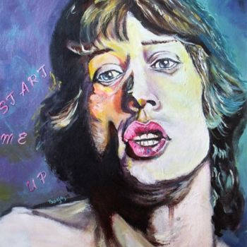 Peinture intitulée "Mick Jagger (Start…" par Valérie Barrett, Œuvre d'art originale, Acrylique Monté sur Châssis en bois