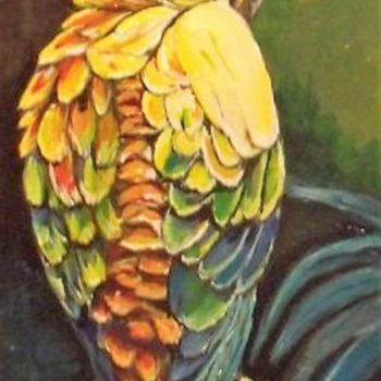 Ζωγραφική με τίτλο "Sun Parrot" από Valérie Barrett, Αυθεντικά έργα τέχνης, Ακρυλικό