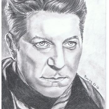 Dessin intitulée "jean-gabin-jeune." par Valérie Barrett, Œuvre d'art originale, Graphite