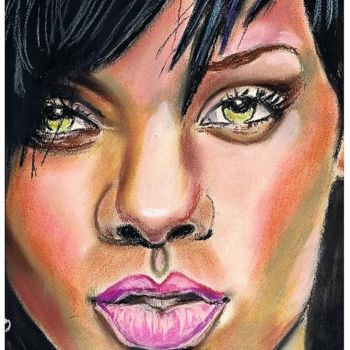 Painting titled "Rihanna" by Valérie Barrett, Original Artwork, Pastel