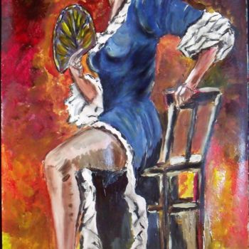 Painting titled "Danseuse à l'éventa…" by Valérie Barrett, Original Artwork, Acrylic