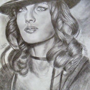 Drawing titled "Romy Schneider (201…" by Valérie Barrett, Original Artwork, Graphite Mounted on Wood Panel