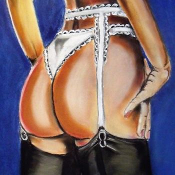 Painting titled "La Femme aux bas Ny…" by Valérie Barrett, Original Artwork, Pastel