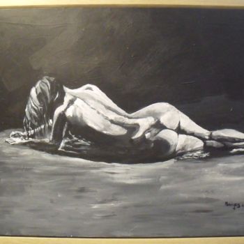 Painting titled "Nu Couché" by Valérie Barrett, Original Artwork, Acrylic