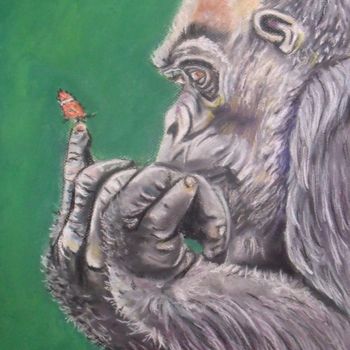 Painting titled "observation" by Valérie Barrett, Original Artwork, Pastel