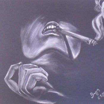 Drawing titled "La Fumeuse (un de m…" by Valérie Barrett, Original Artwork, Chalk