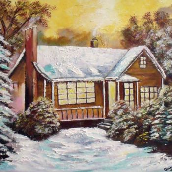 Painting titled "christmas confort" by Valérie Barrett, Original Artwork, Acrylic