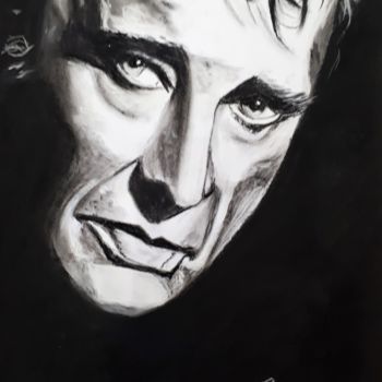 Drawing titled "Johnny Hallyday pas…" by Valérie Barrett, Original Artwork, Pastel Mounted on Wood Panel