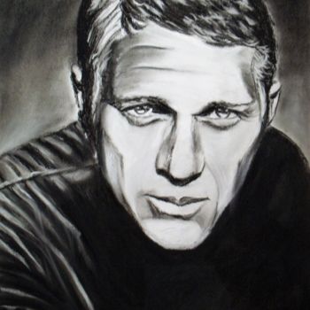 Painting titled "Steve Mc Queen" by Valérie Barrett, Original Artwork, Pastel Mounted on Wood Panel