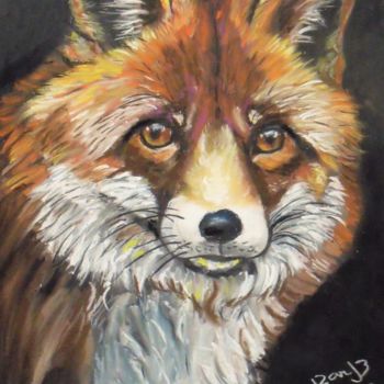 Peinture intitulée "FOX" par Valérie Barrett, Œuvre d'art originale, Pastel Monté sur Panneau de bois