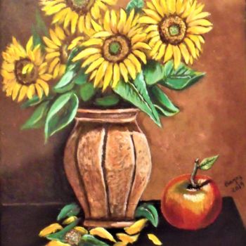 Peinture intitulée "My Sun Flowers" par Valérie Barrett, Œuvre d'art originale, Acrylique Monté sur Châssis en bois