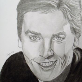 Drawing titled "Alain Delon" by Valérie Barrett, Original Artwork, Pencil