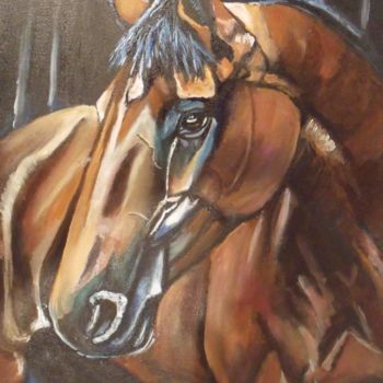 Painting titled "Pop horse" by Valérie Barrett, Original Artwork, Acrylic Mounted on Wood Stretcher frame