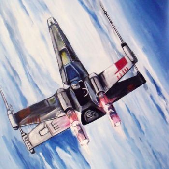 Painting titled "WINGFIGHTER" by Valérie Barrett, Original Artwork, Acrylic Mounted on Wood Stretcher frame