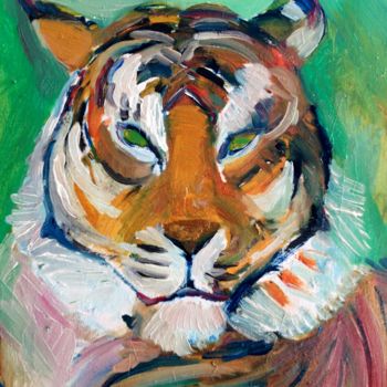 Peinture intitulée "Le Tigre éternel" par Valérie Blum (Valery), Œuvre d'art originale, Huile