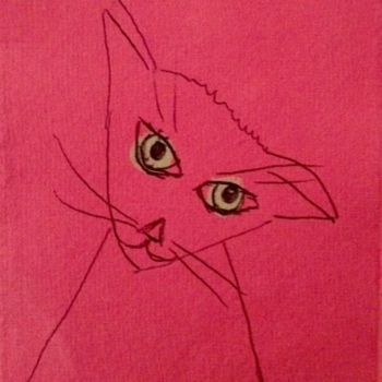 Drawing titled "Cat 2" by Valérie Blum (Valery), Original Artwork, Ink