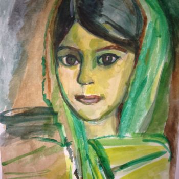 Dessin intitulée "La petite indienne" par Valérie Blum (Valery), Œuvre d'art originale, Autre
