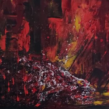 Pittura intitolato "feu" da Valérie Boularot, Opera d'arte originale, Acrilico