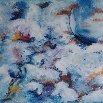 Painting titled "nuages" by Valérie Boularot, Original Artwork, Acrylic Mounted on Wood Stretcher frame