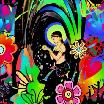 Arte digital titulada "Un amour de jardini…" por Valérie Cappai, Obra de arte original, Pintura Digital