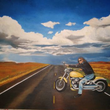Painting titled "American way of life" by Valérie Cartier, Original Artwork, Oil Mounted on Wood Stretcher frame