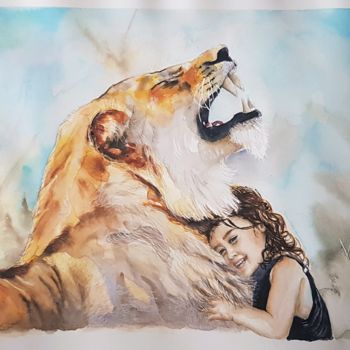 Painting titled "Embrace" by Valérie Catanzaro, Original Artwork, Watercolor