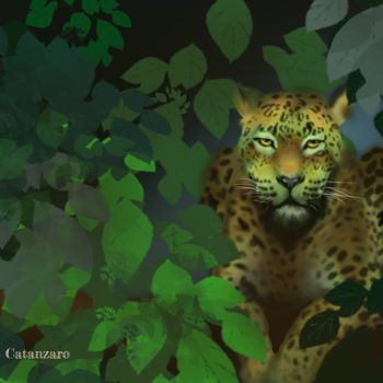 Digital Arts titled "Wild Panther" by Valérie Catanzaro, Original Artwork, Digital Painting