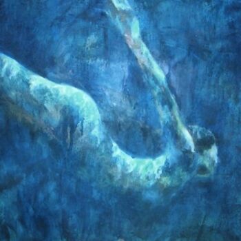Peinture intitulée "deep blue" par Valerie Colaiocco, Œuvre d'art originale