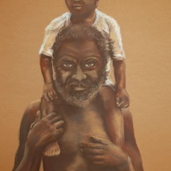 Dessin intitulée "Père et Fils" par Valérie Constanty, Œuvre d'art originale