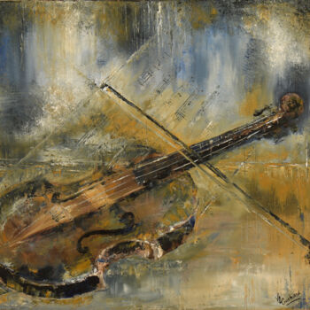 Painting titled "Le violon" by Valérie Crochard, Original Artwork, Oil