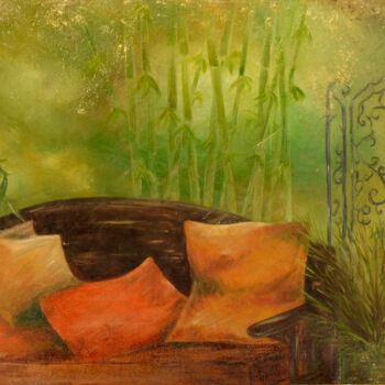 Peinture intitulée "Jardin d'été" par Valérie Crochard, Œuvre d'art originale, Huile Monté sur Châssis en bois