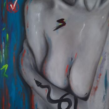 Картина под названием "Femme 19" - Valerie De Iseppi, Подлинное произведение искусства, Масло Установлен на Деревянная рама…