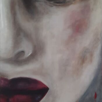 Painting titled "Femme 15" by Valerie De Iseppi, Original Artwork, Oil Mounted on Wood Stretcher frame