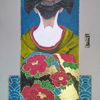 Tekening getiteld "Geisha de dos" door Valérie Fistarol, Origineel Kunstwerk, Marker