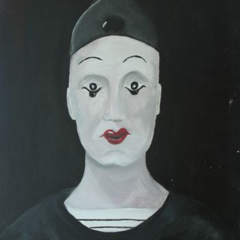 Pintura intitulada "clown-marceau-by-ba…" por Baliste, Obras de arte originais