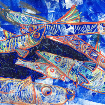Painting titled "sardines-en-boite.j…" by Baliste, Original Artwork, Acrylic