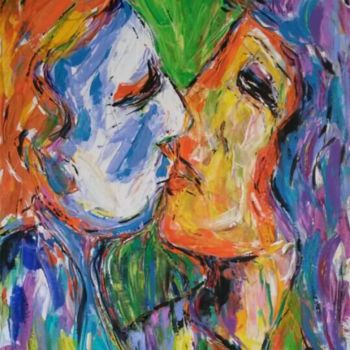 Painting titled ""Nous deux."" by Valérie Guerinoni, Original Artwork, Acrylic
