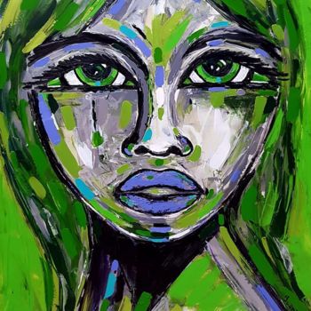 Peinture intitulée "Vert d'Ô." par Valérie Guerinoni, Œuvre d'art originale, Acrylique